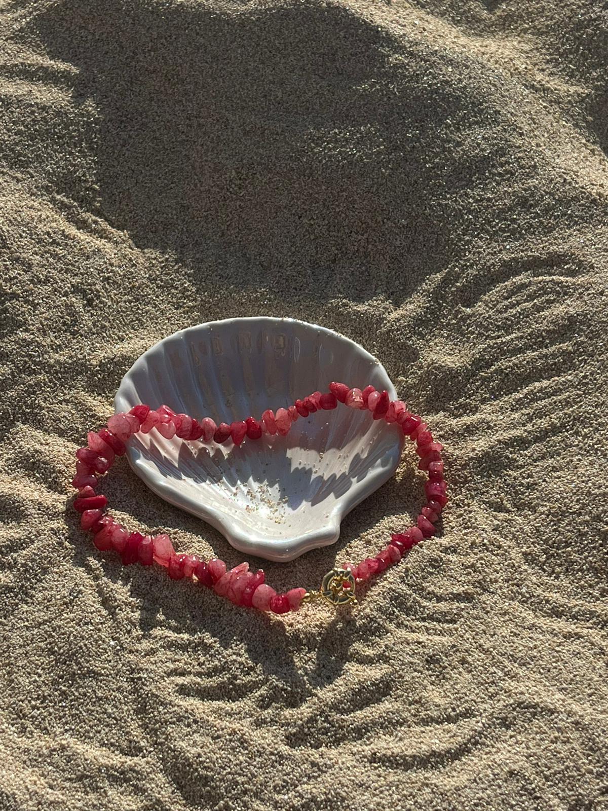 big pink summer necklace