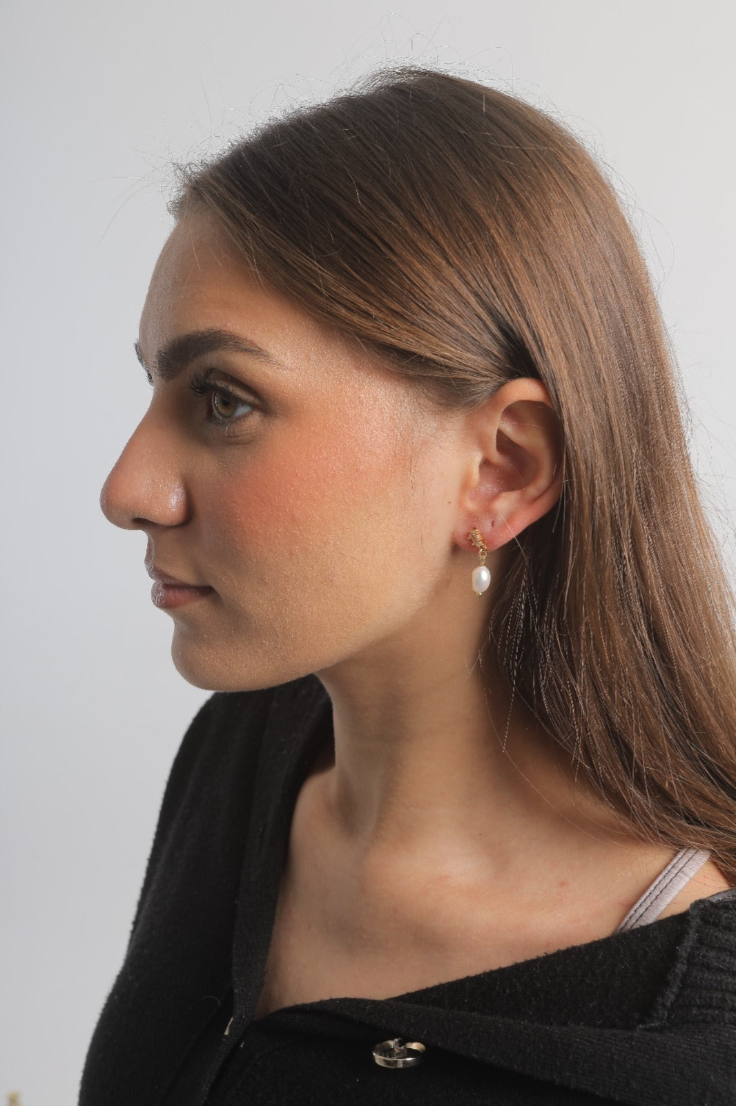 two-tone pearl earring