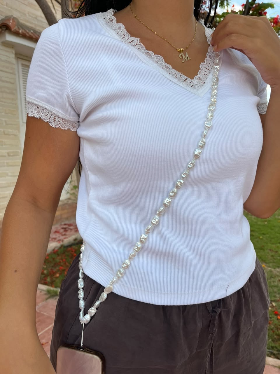 pearly long phone chain